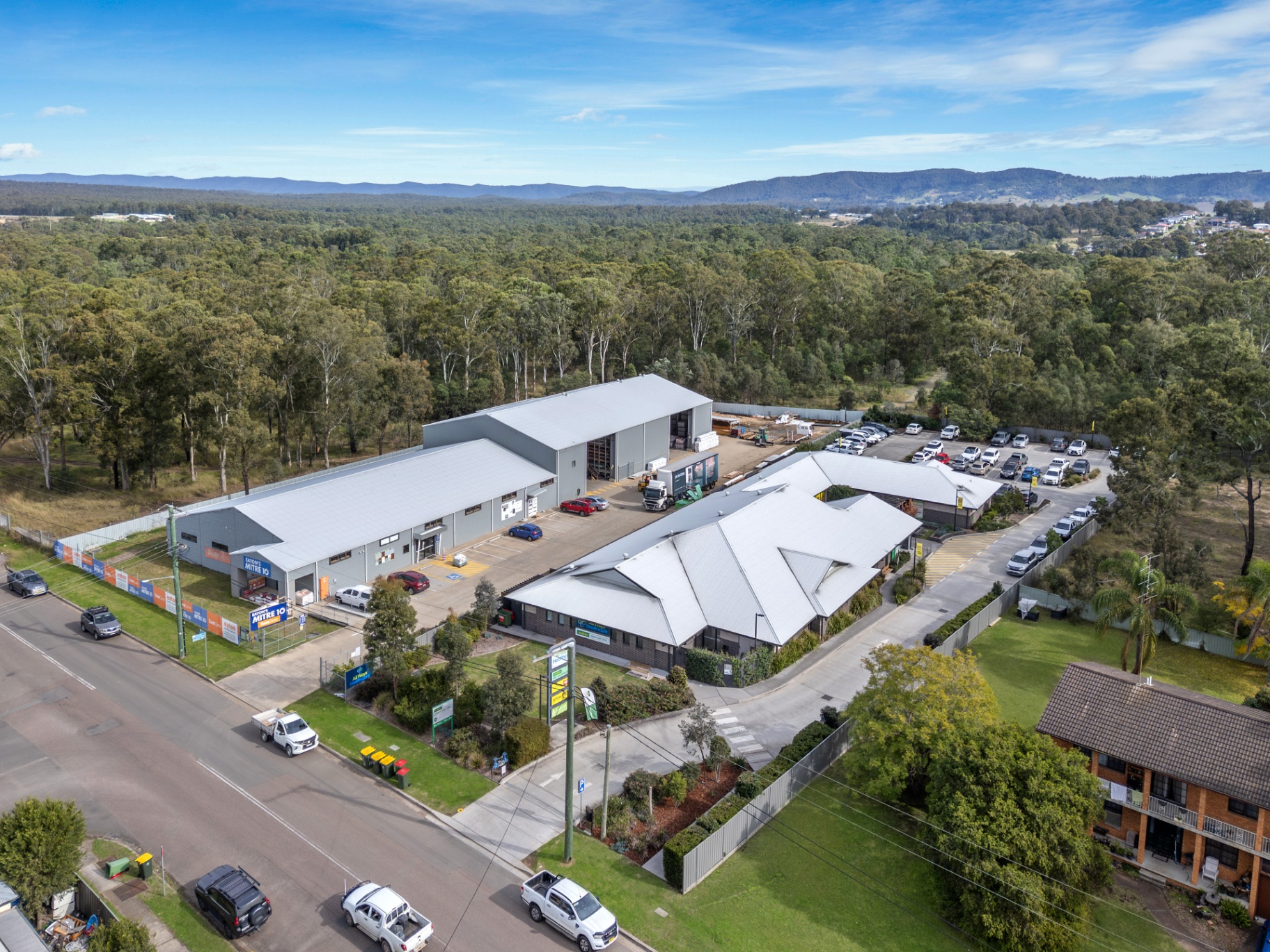 Aerial view of medical centre and on-grade car park